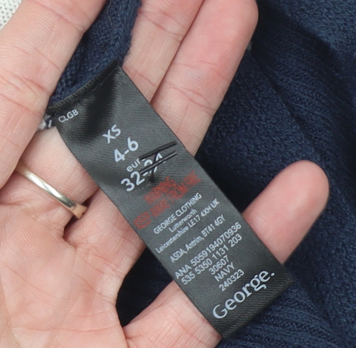 George Women’s Blue Striped Mock Neck Pullover Jumper XS