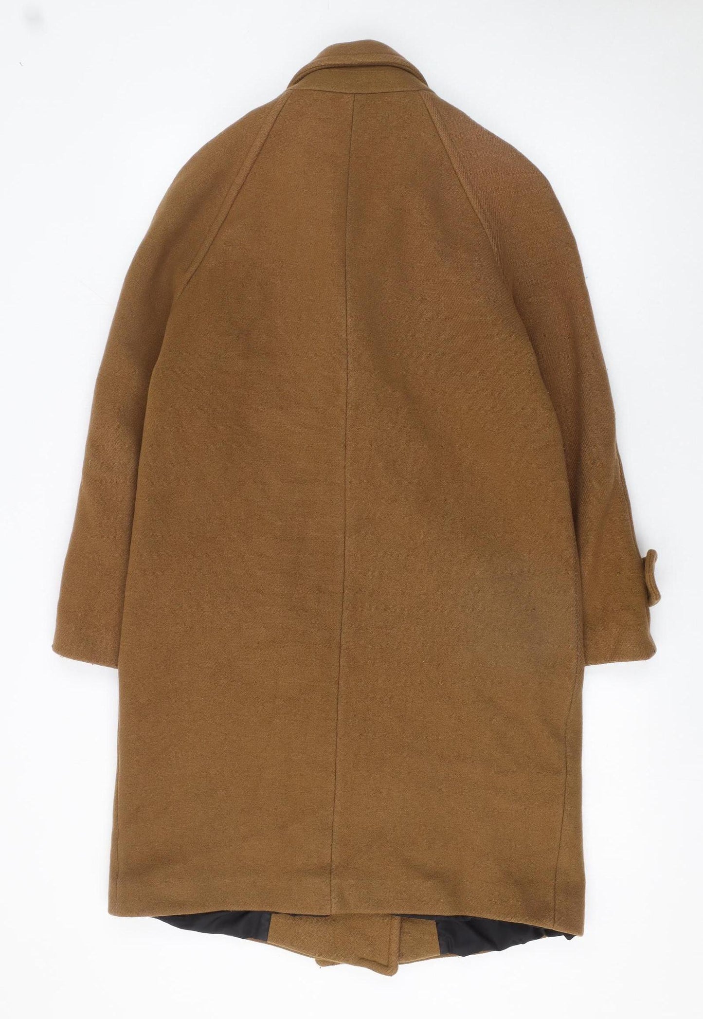 Zara Basic Women Brown Wool Long Overcoat Size 12 Lined Classic Style