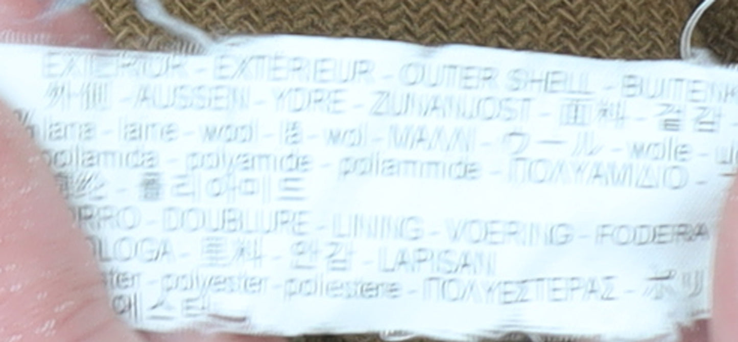 Zara Basic Women Brown Wool Long Overcoat Size 12 Lined Classic Style