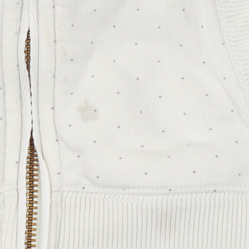 Joules Women’s Ivory Full Zip Hoodie Size 8 Floral Lined Casual Jacket