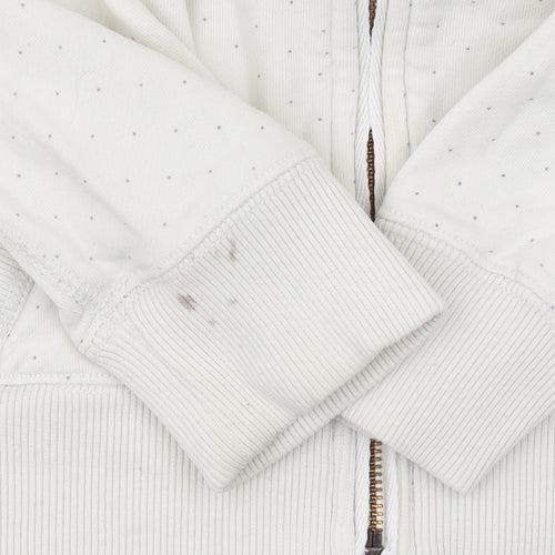 Joules Women’s Ivory Full Zip Hoodie Size 8 Floral Lined Casual Jacket
