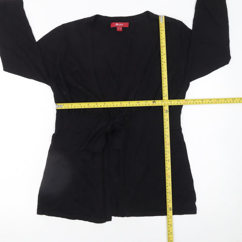 Monsoon Women Black Size 14 Cotton Belted Long Sleeve Cardigan
