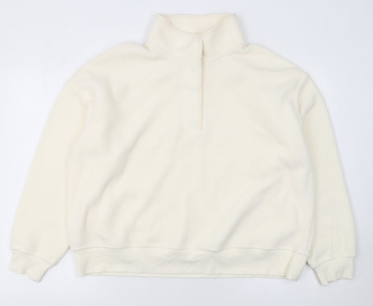 Marks and Spencer Women Ivory Fleece Pullover Sweatshirt L