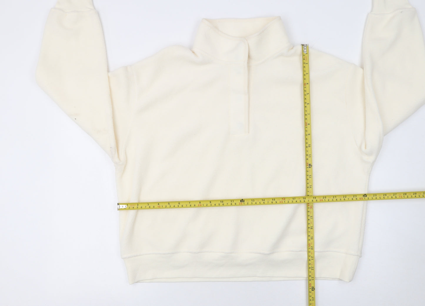 Marks and Spencer Women Ivory Fleece Pullover Sweatshirt L