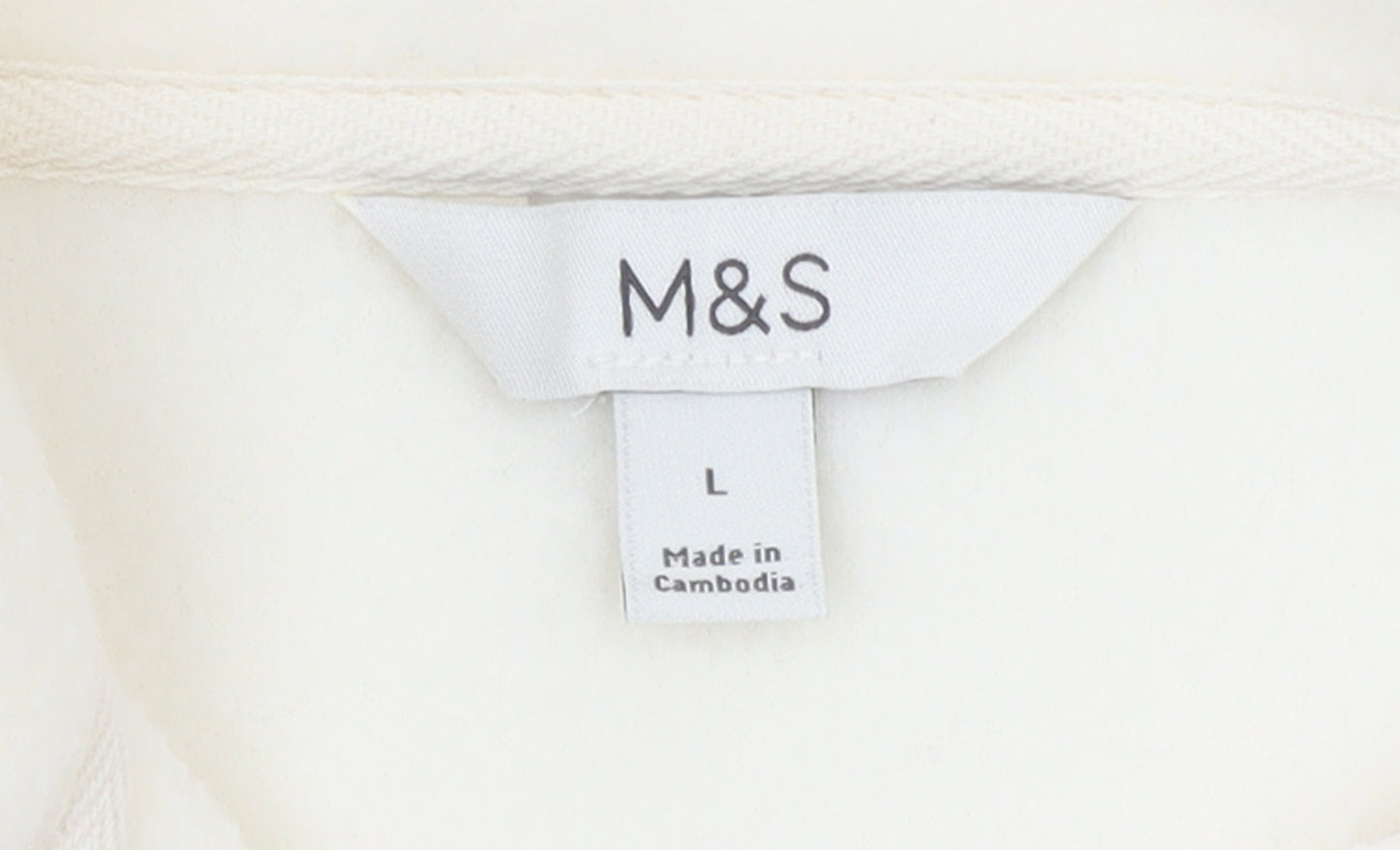 Marks and Spencer Women Ivory Fleece Pullover Sweatshirt L