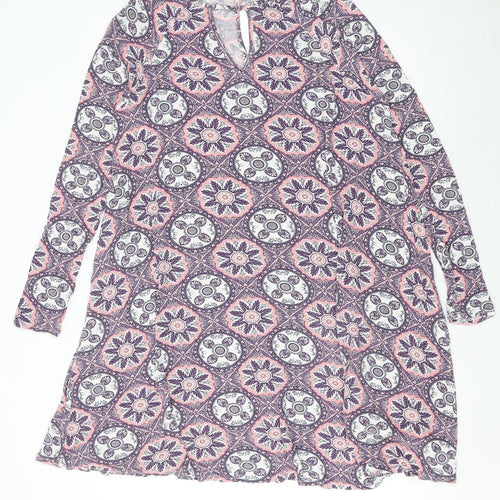 Simply Be Women’s Multicoloured Size 14 Shift Dress Long Sleeve