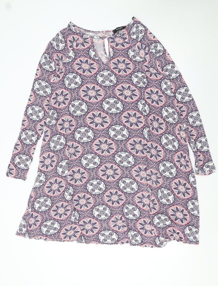 Simply Be Women’s Multicoloured Size 14 Shift Dress Long Sleeve