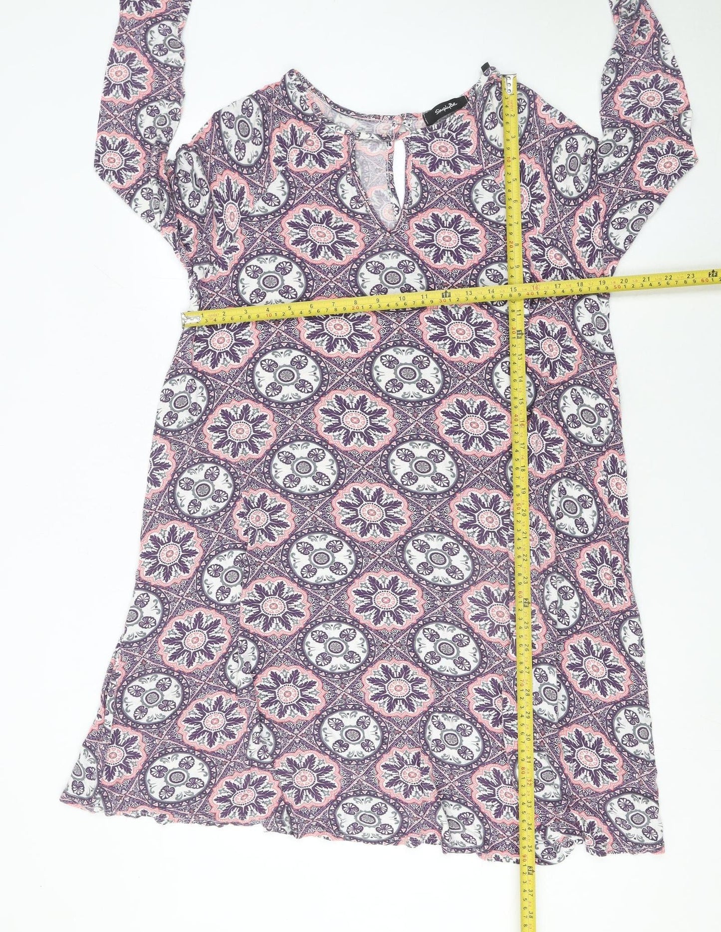Simply Be Women’s Multicoloured Size 14 Shift Dress Long Sleeve