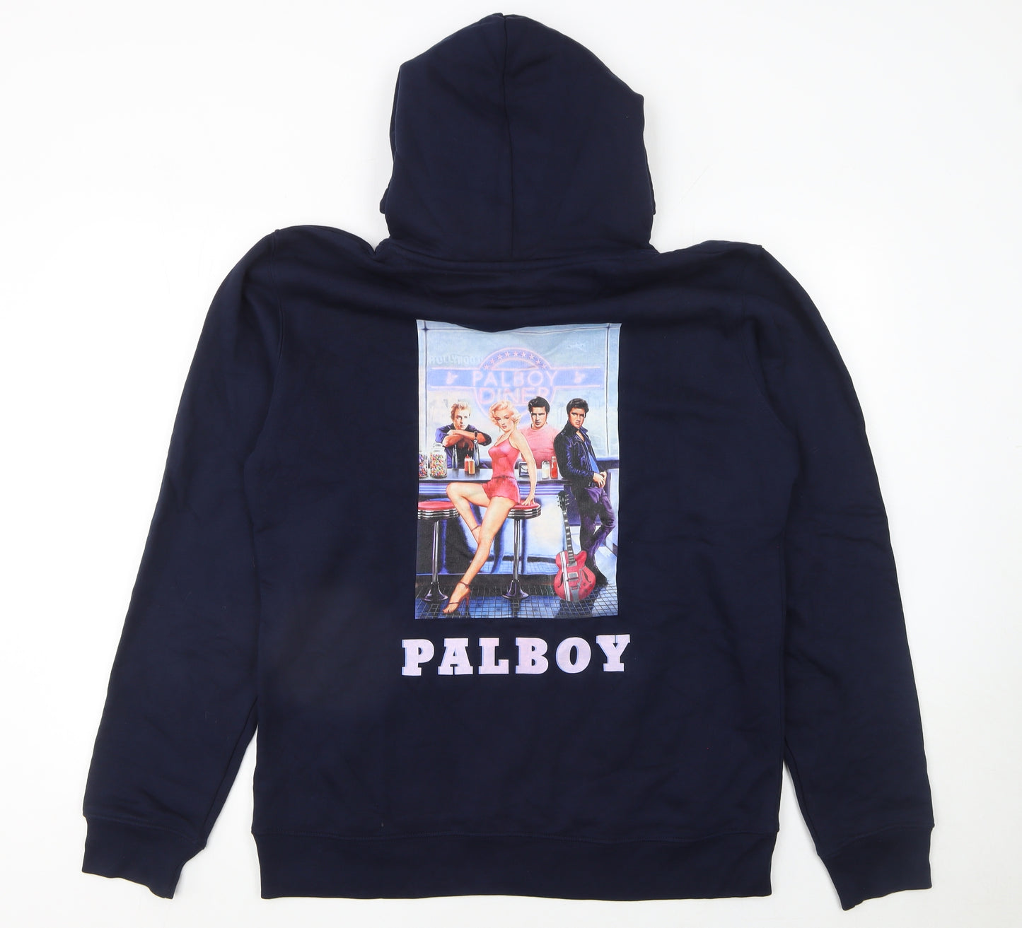 Stanley/Stella Womens Navy Pullover Hoodie Size 12 Retro Graphic Print