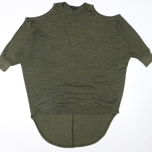 New Look Women Green Cold Shoulder Knit Jumper Size S