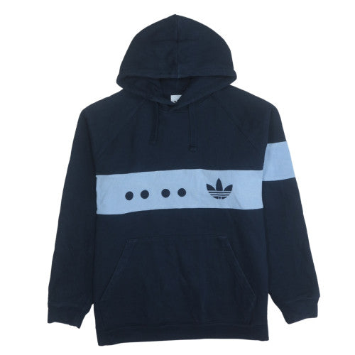 Adidas Men's Blue XL Pullover Hoodie with Logo Graphic Fleece