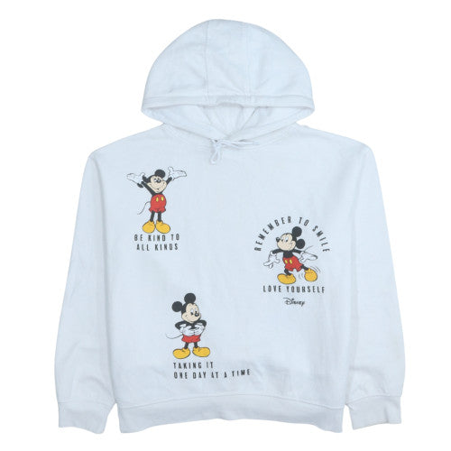 Disney Womens White Mickey Mouse Pullover Hoodie Size L