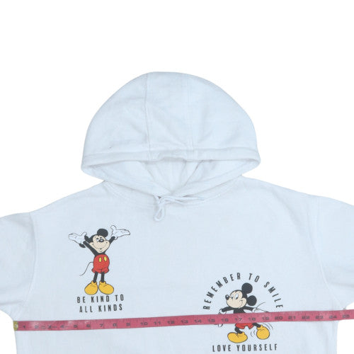 Disney Womens White Mickey Mouse Pullover Hoodie Size L