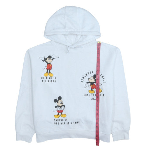 Disney Womens White Mickey Mouse Pullover Hoodie Size L