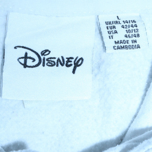 Disney Womens White Mickey Mouse Pullover Hoodie Size L