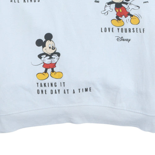 Disney Womens White Mickey Mouse Pullover Hoodie Size L