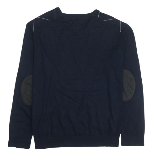 Tommy Hilfiger Men's Blue Argyle V-Neck Pullover Jumper XXL