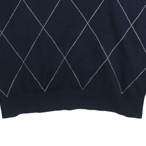 Tommy Hilfiger Men's Blue Argyle V-Neck Pullover Jumper XXL