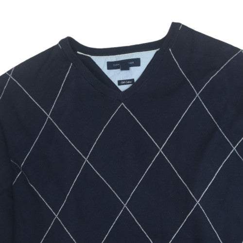Tommy Hilfiger Men's Blue Argyle V-Neck Pullover Jumper XXL