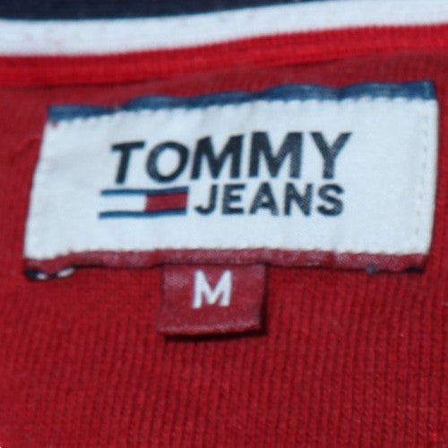 Tommy Jeans Womens Red Cotton Blend Crew Neck Pullover Sweatshirt Size M