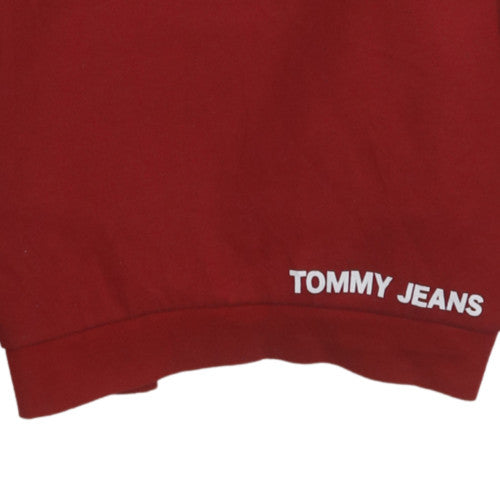 Tommy Jeans Womens Red Cotton Blend Crew Neck Pullover Sweatshirt Size M