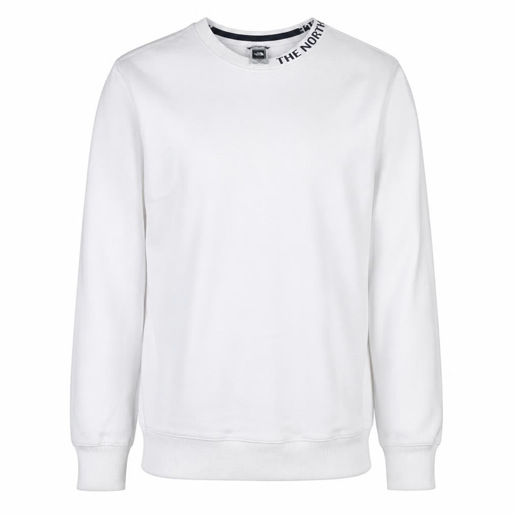 Front view of The North Face Men's White Medium Crew Neck Pullover Sweatshirt