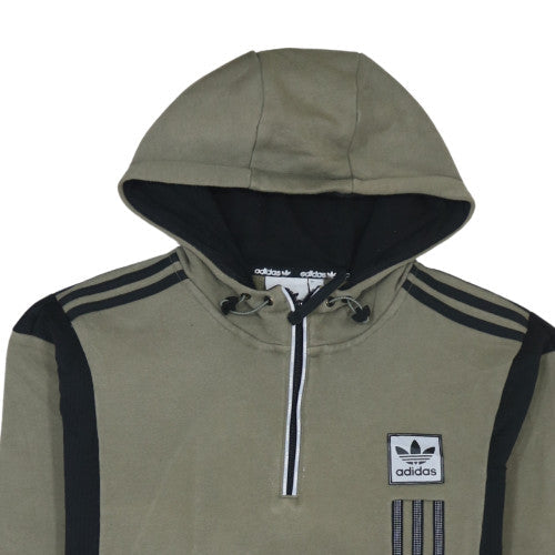Adidas Mens Khaki Black Hoodie Size M 1/4 Zip Pullover Sweatshirt