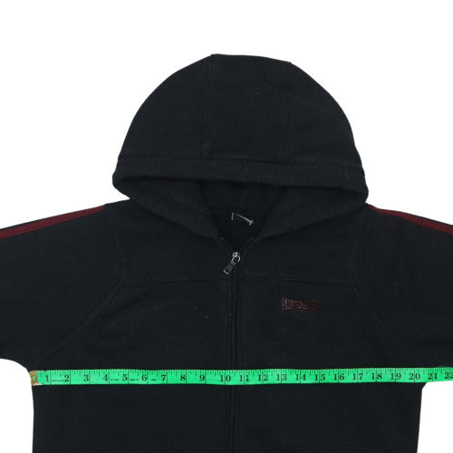 Lonsdale Women Black Full Zip Hoodie Size 14 with Red Stripe Detail