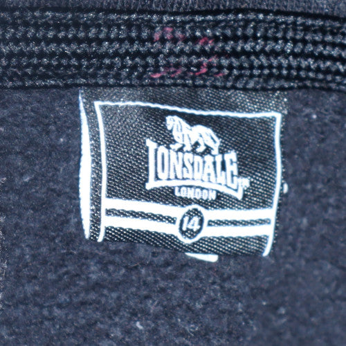 Lonsdale Women Black Full Zip Hoodie Size 14 with Red Stripe Detail