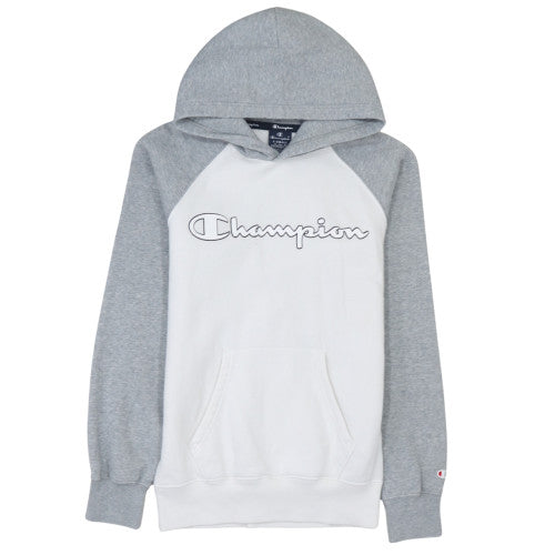 Champion Men's Grey White XS Pullover Hoodie with Logo