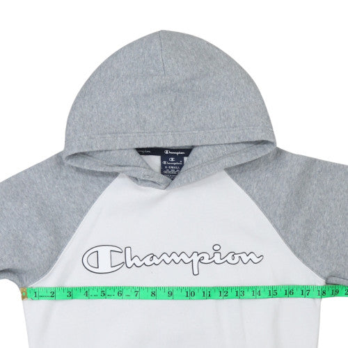 Champion Men's Grey White XS Pullover Hoodie with Logo