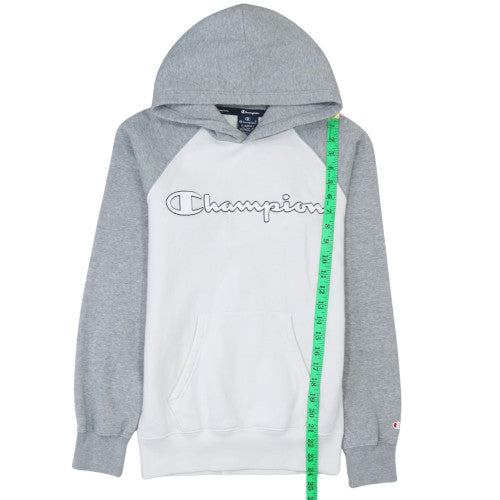 Champion Men's Grey White XS Pullover Hoodie with Logo