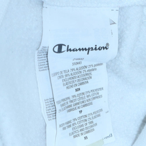 Champion Men's Grey White XS Pullover Hoodie with Logo