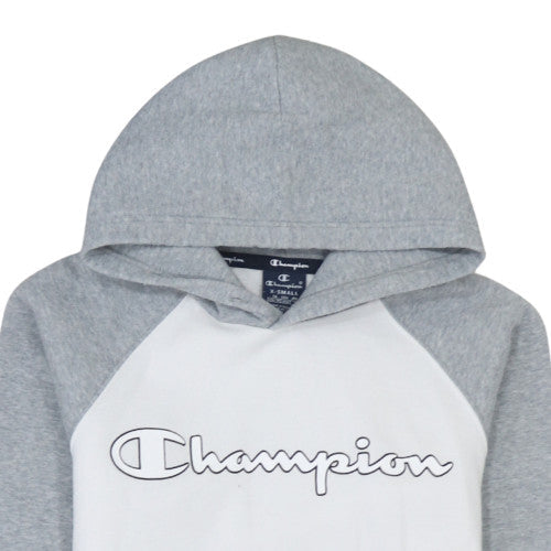 Champion Men's Grey White XS Pullover Hoodie with Logo