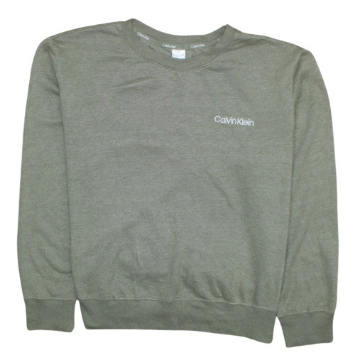 Calvin Klein Women's Green Pullover Sweatshirt L Cotton Blend