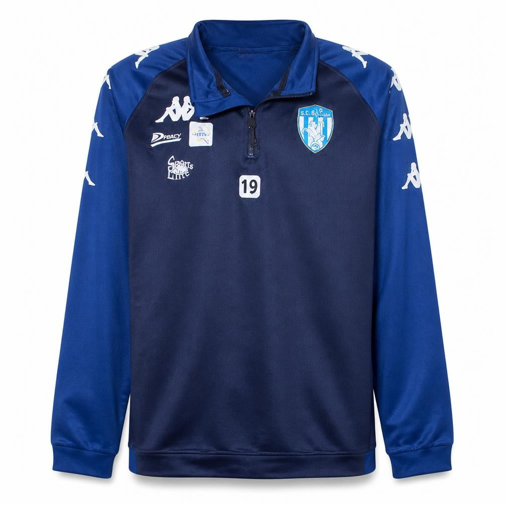 Front view of Kappa men’s blue 1/4 zip sports sweatshirt medium lightweight
