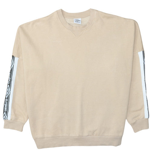 Umbro Mens Beige Crew Neck Sweatshirt Size L Logo Graphic Retro Style