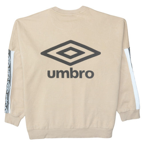 Umbro Mens Beige Crew Neck Sweatshirt Size L Logo Graphic Retro Style