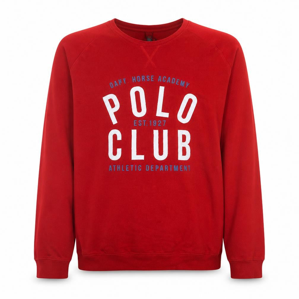 Front view of Polo Club Men's Red XL Crew Neck Pullover Cotton Sweatshirt
