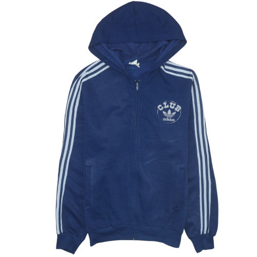 Adidas Mens Blue Full Zip Hoodie Size L Cotton Blend