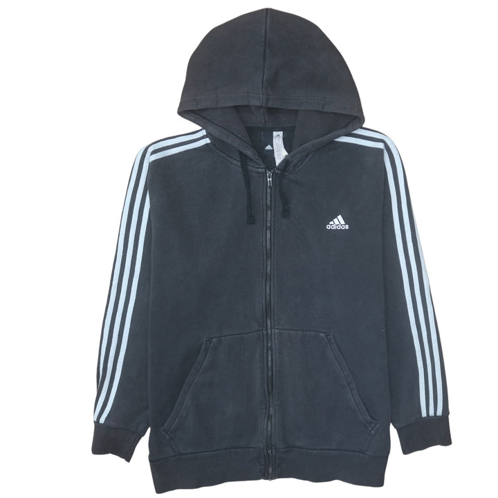Adidas Women Black XL Full Zip Hoodie with Stripes