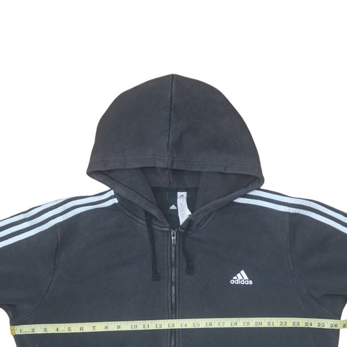 Adidas Women Black XL Full Zip Hoodie with Stripes