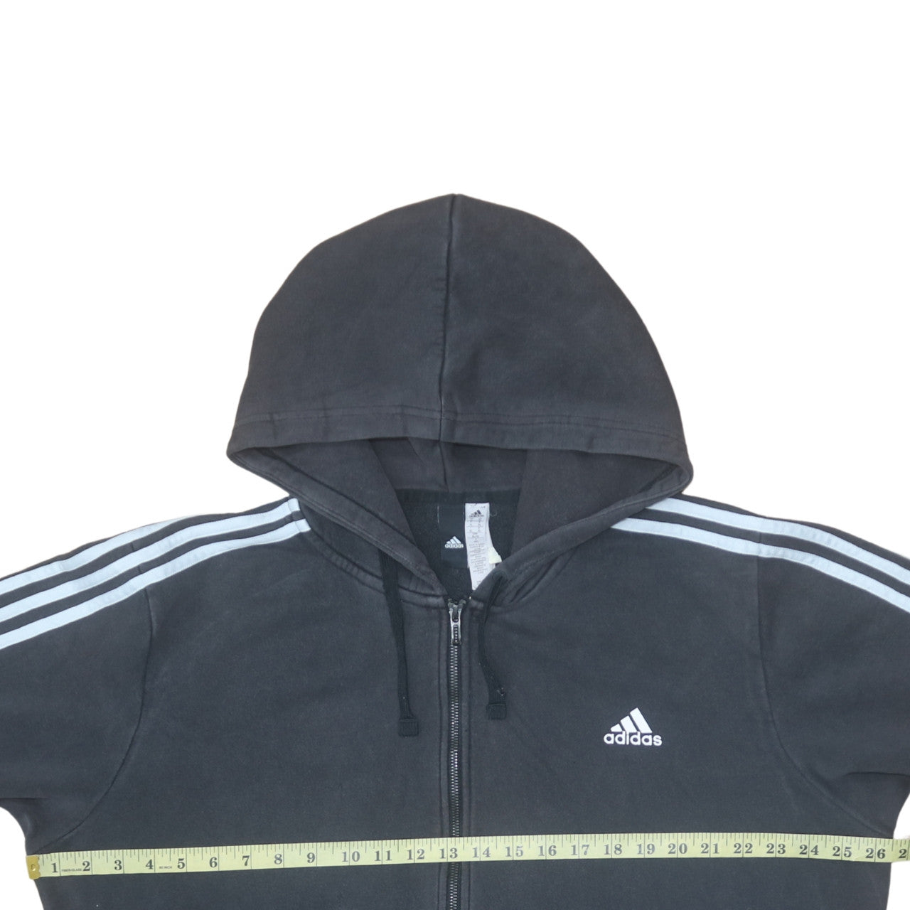 Adidas Women Black XL Full Zip Hoodie with Stripes