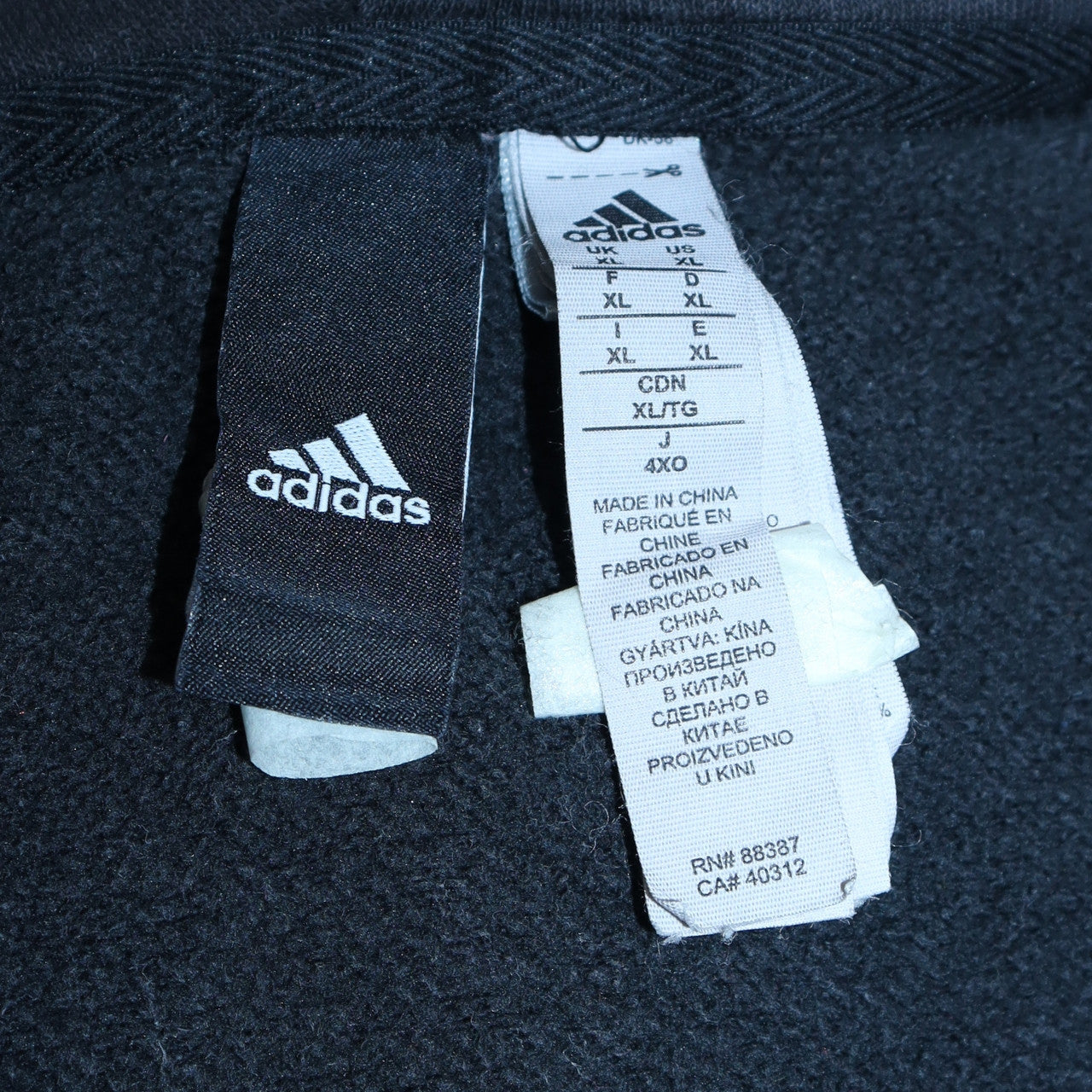 Adidas Women Black XL Full Zip Hoodie with Stripes