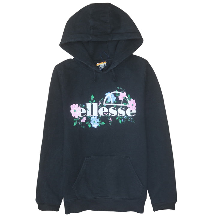 Ellesse Girls Black Floral Logo Hoodie 13-14 Years Pullover Fleece