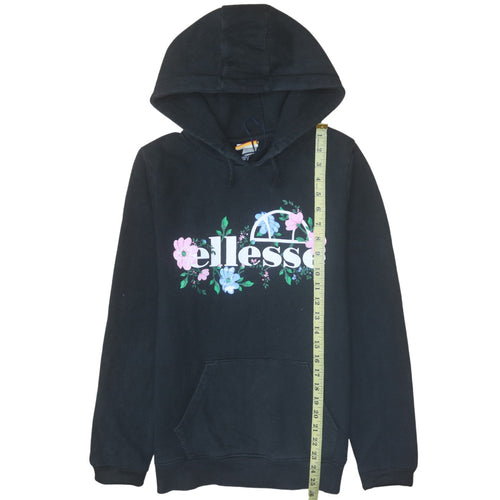 Ellesse Girls Black Floral Logo Hoodie 13-14 Years Pullover Fleece