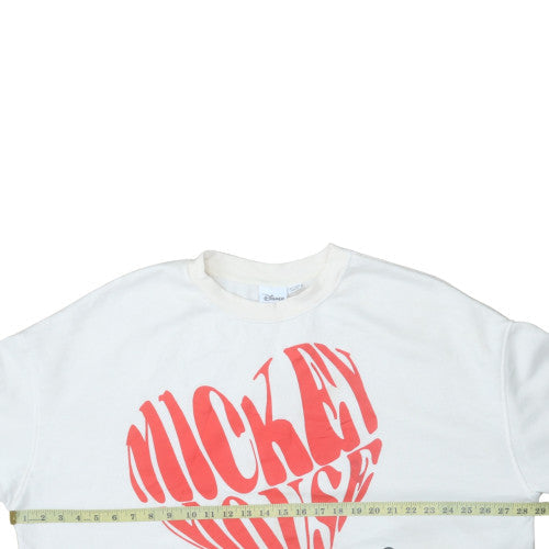 Disney Women White 2XL Pullover Sweatshirt Mickey Mouse Graphic