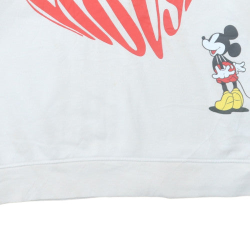 Disney Women White 2XL Pullover Sweatshirt Mickey Mouse Graphic