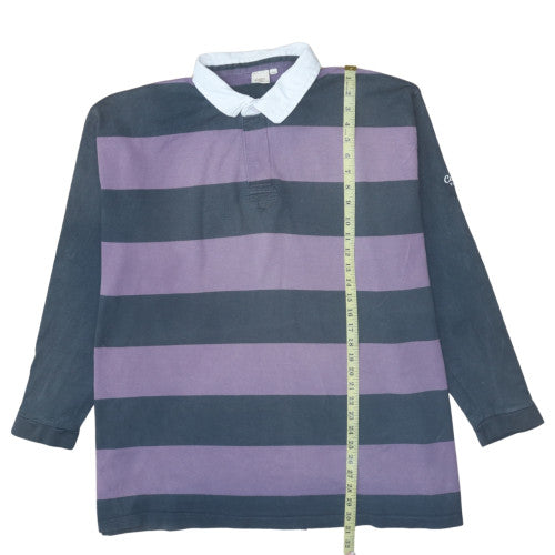 Cotton Traders Men's Purple Striped 3XL Rugby Style Collared Sweatshirt
