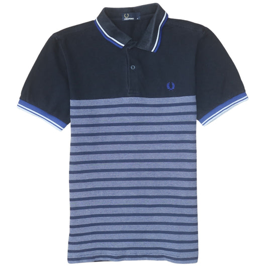 Fred Perry Men's Blue Striped Cotton Polo Shirt Size M